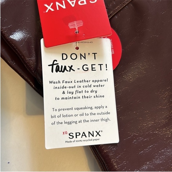 SPANX Medium Regular Leggings Faux Leather Patent Leggings in Ruby NWT - Picture 7 of 11